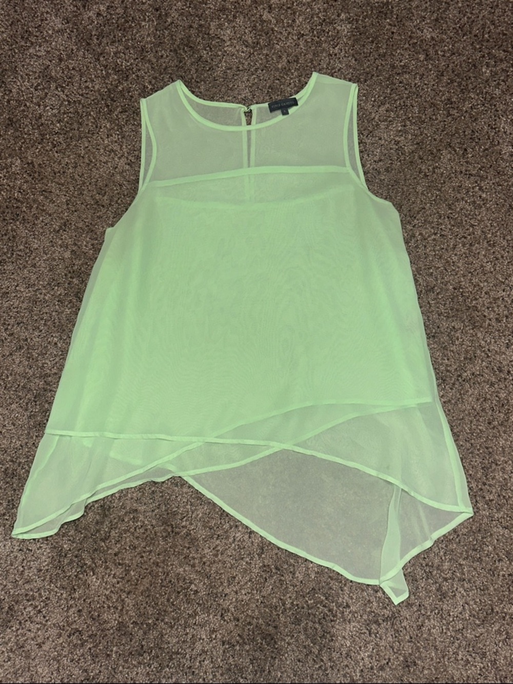 Vince Camuto Sheer Layered Sleeveless Camisole in Mint Green